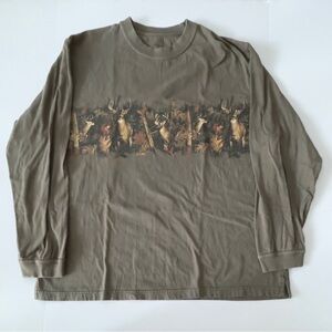 Buck Deer Vintage Long Sleeve Shirt XL Wildlife Nature Morgan Creek Olive Camo